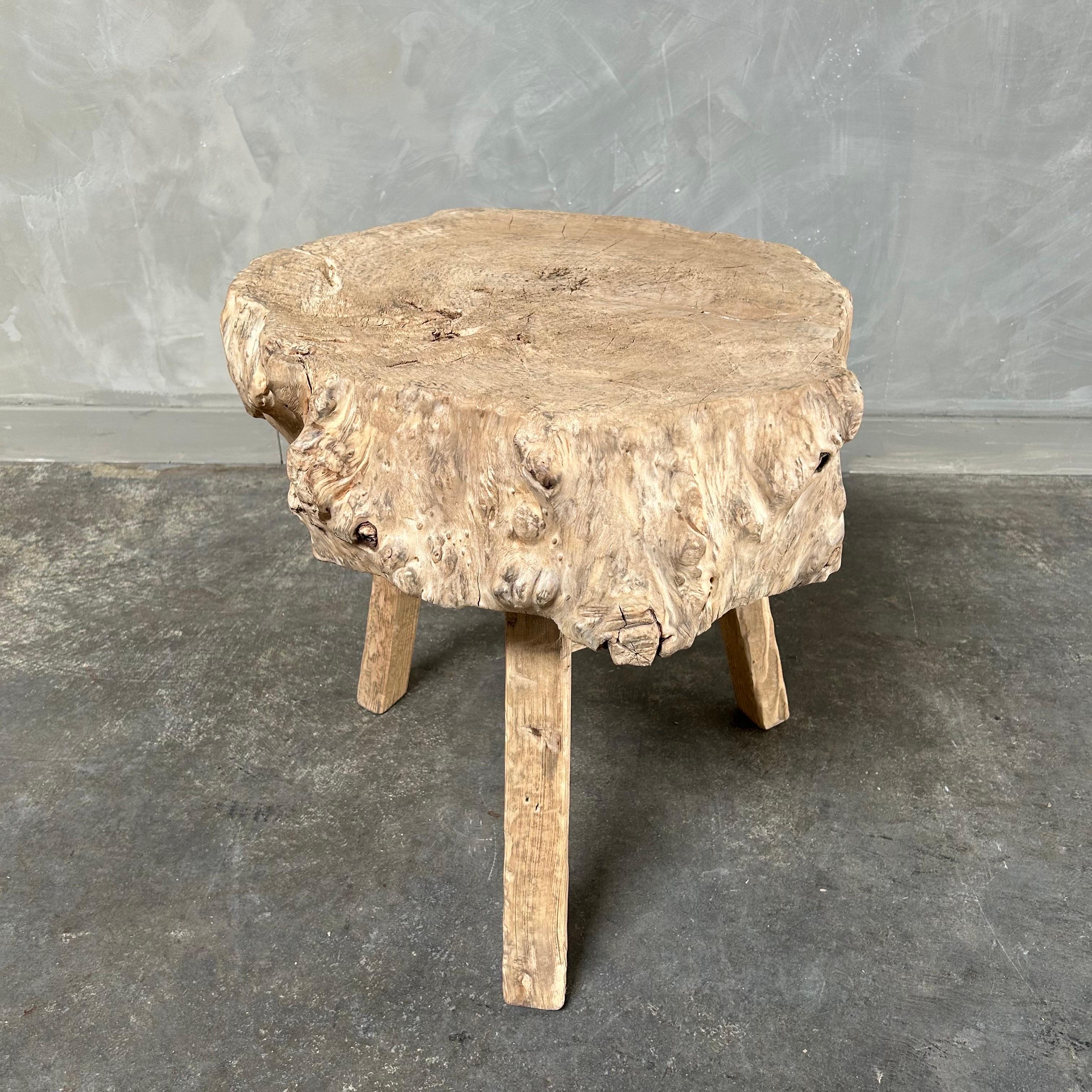 Vintage Elm Chop Block Table For Sale 1