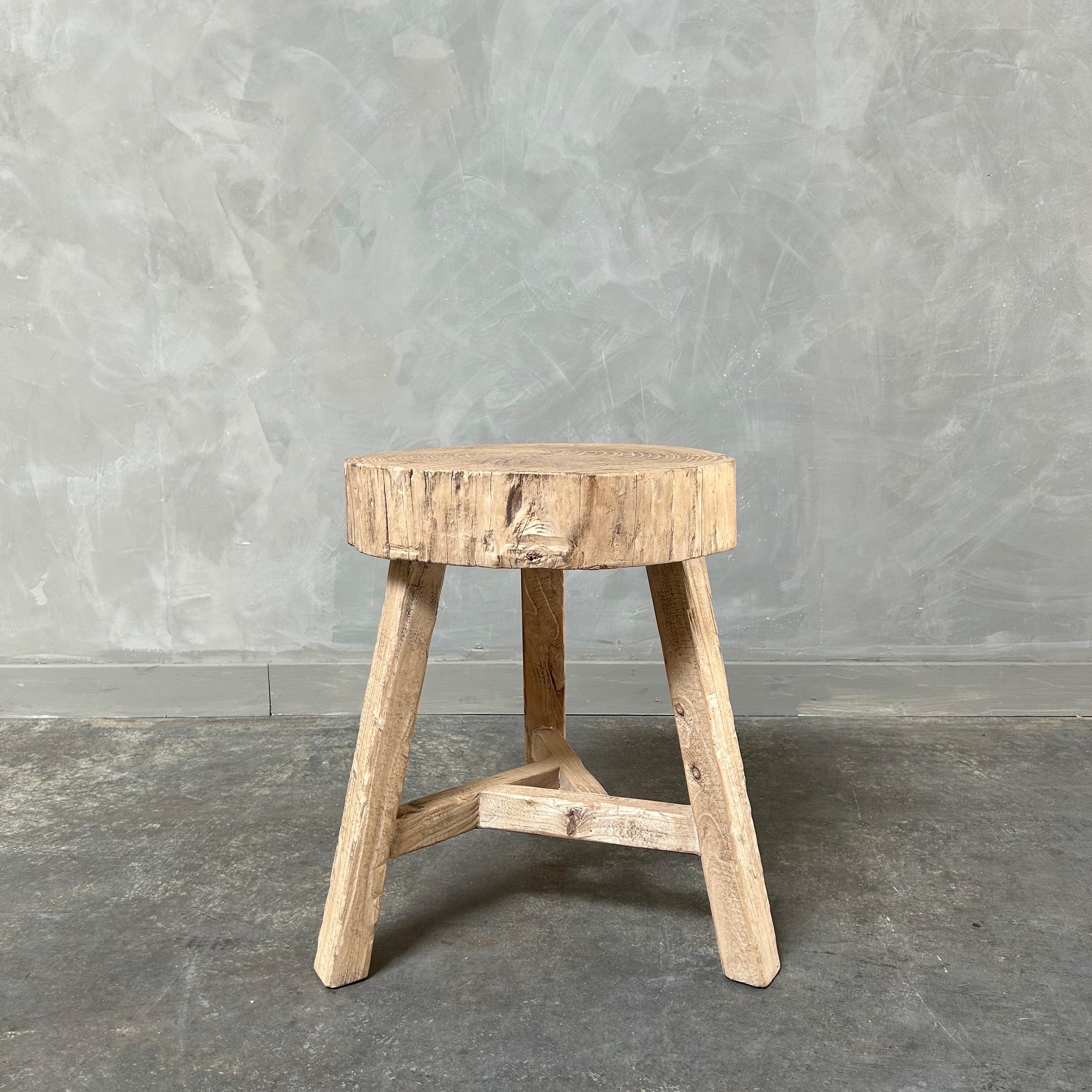 Vintage Elm Chop Block Table For Sale 1