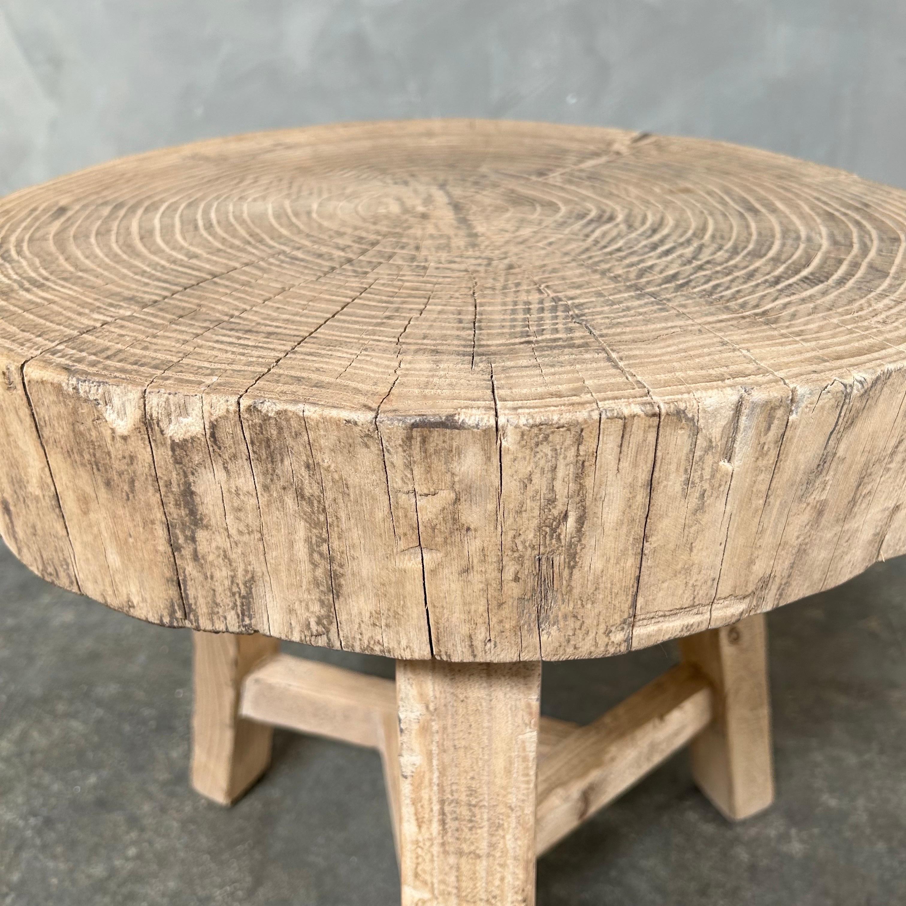 Vintage Elm Chop Block Table For Sale 4