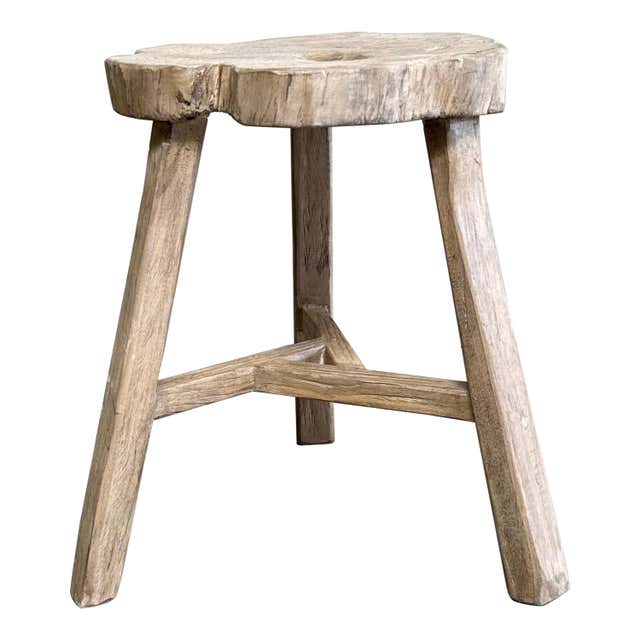 Vintage Elm Wood Chop Block Table For Sale at 1stDibs