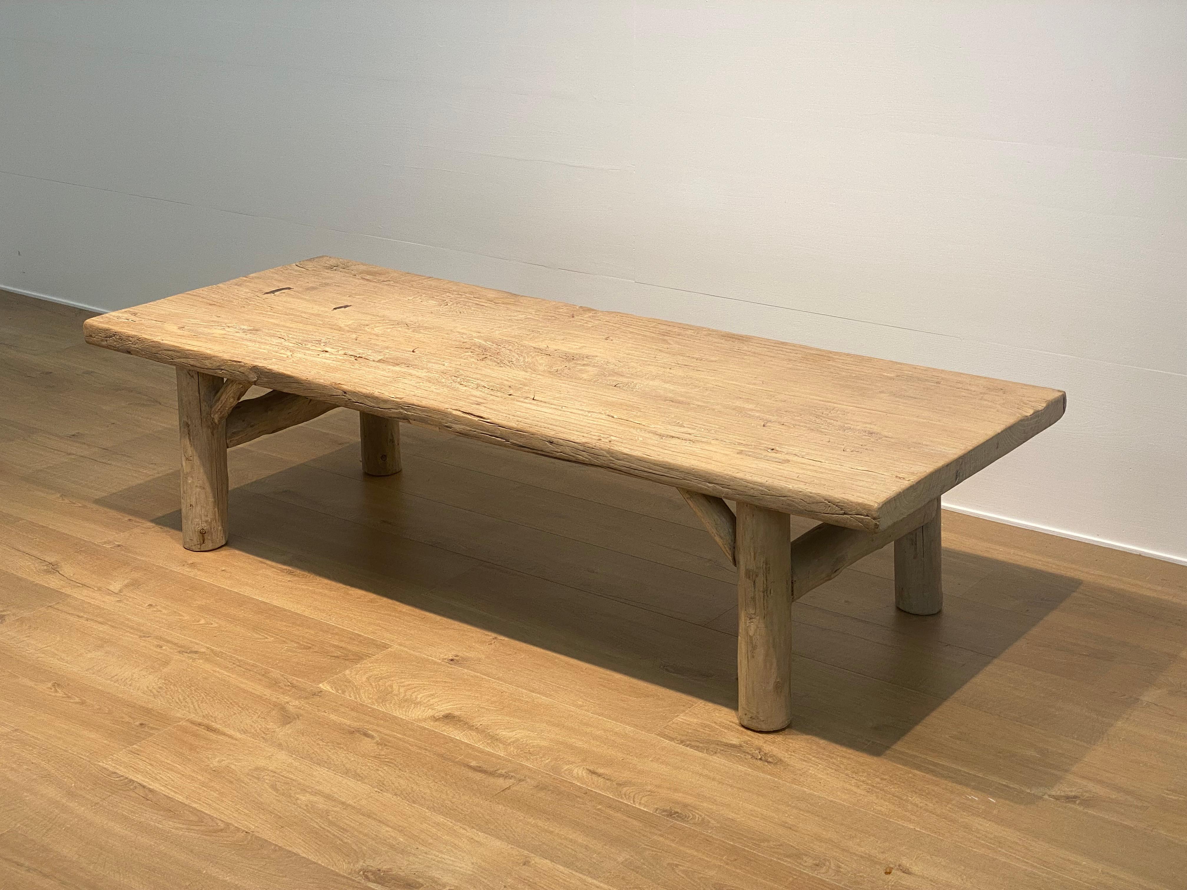 French Vintage Elm Coffee Table For Sale