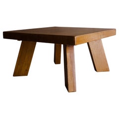 Vintage Elm Coffee Table From France, Circa 1970