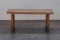 Mesa consola vintage de olmo procedente de Francia, de alrededor de 1900