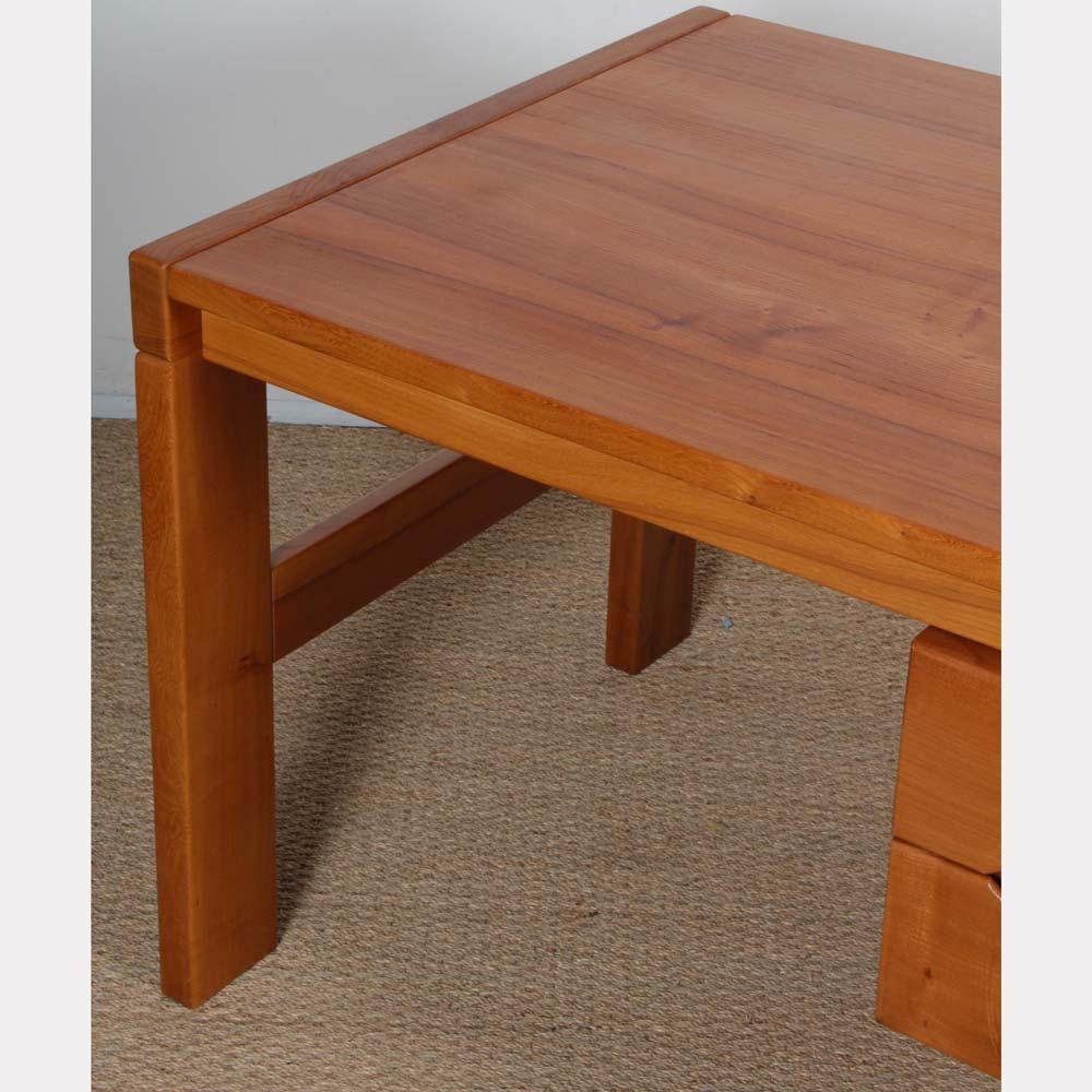 Vintage elm desk published by Maison Regain In Good Condition For Sale In MONTESSON, FR