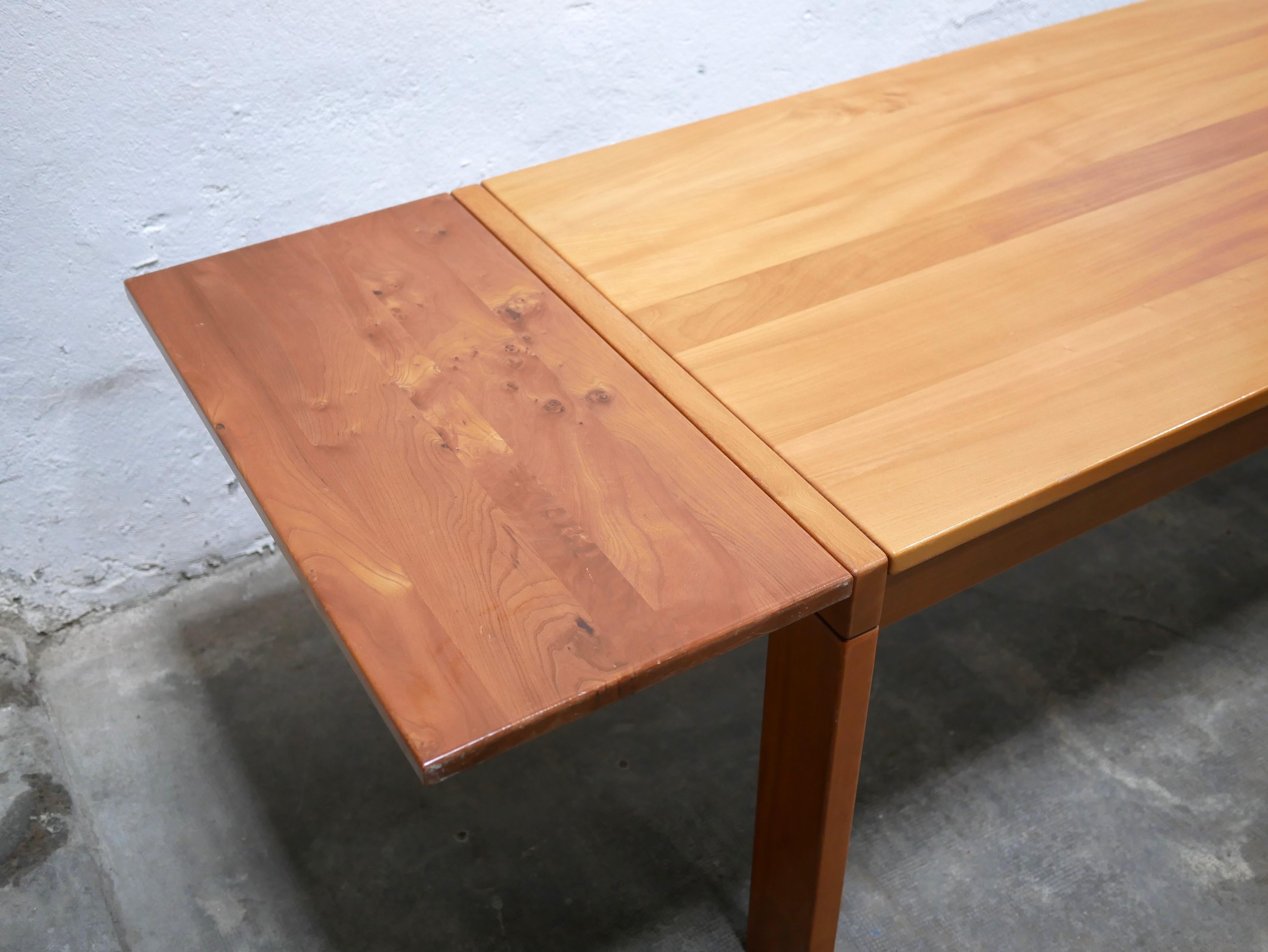 Vintage elm dining table by Maison Regain editions For Sale 5