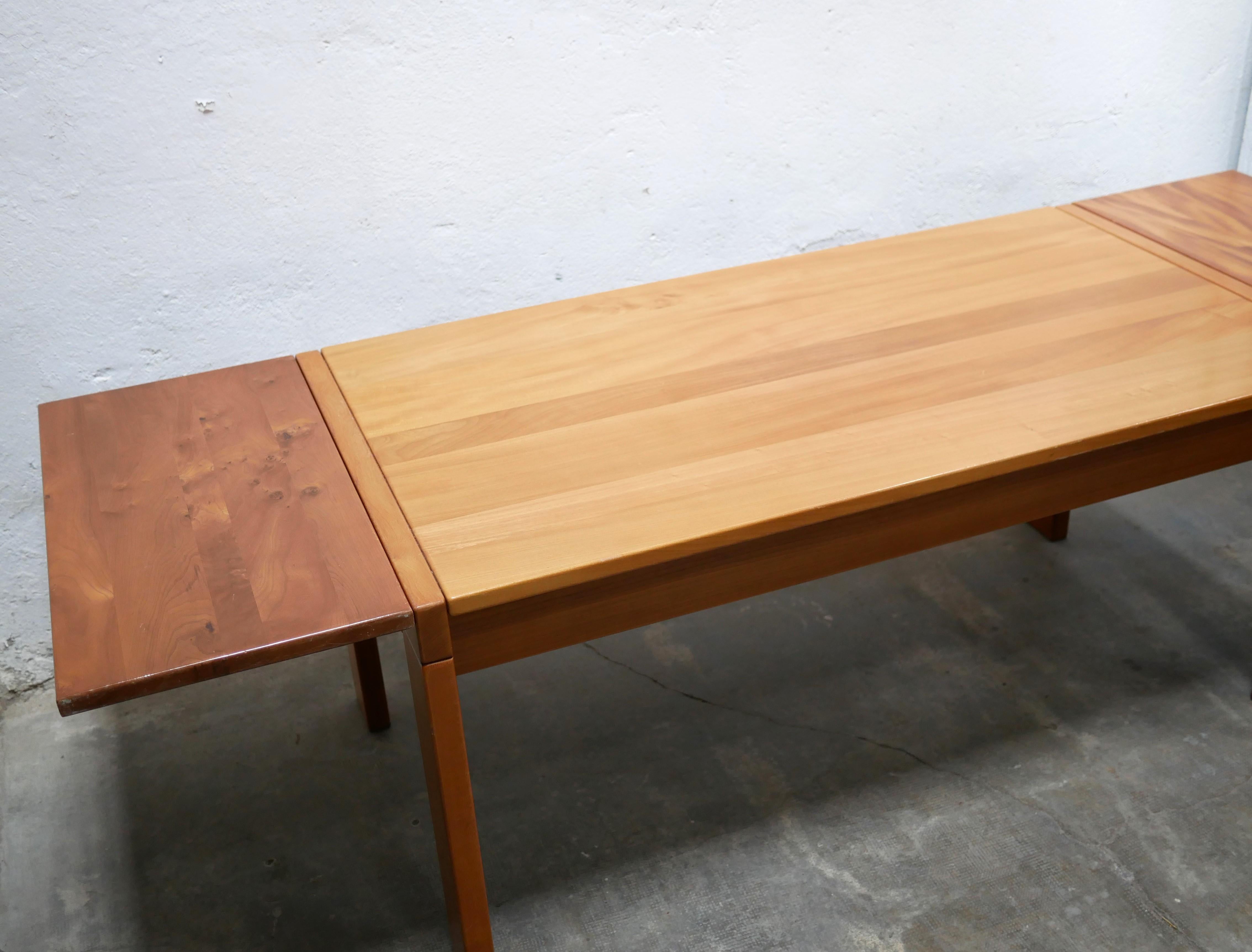 Vintage elm dining table by Maison Regain editions For Sale 8