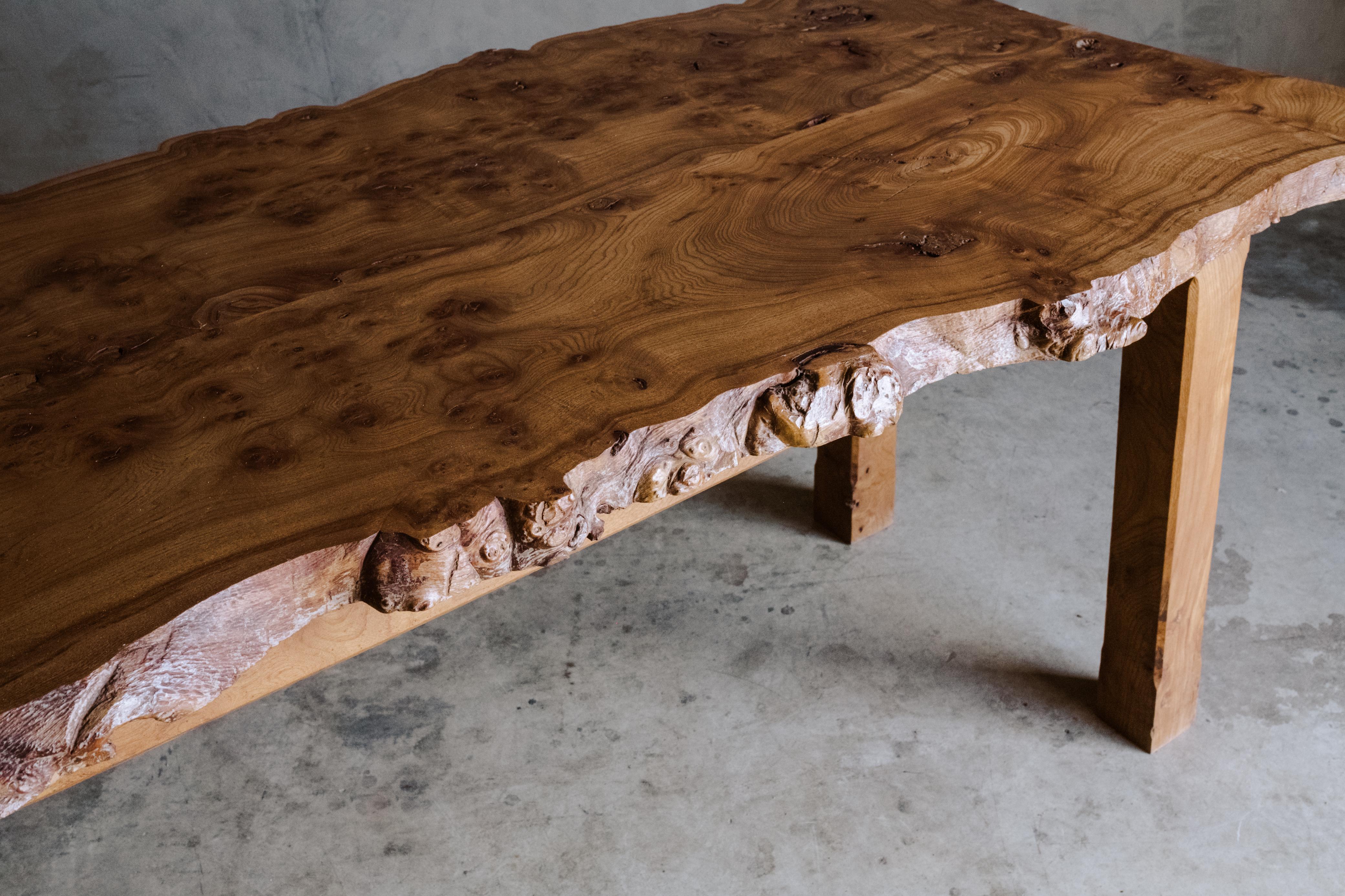 European Vintage Elm Dining Table from France, Circa 1960