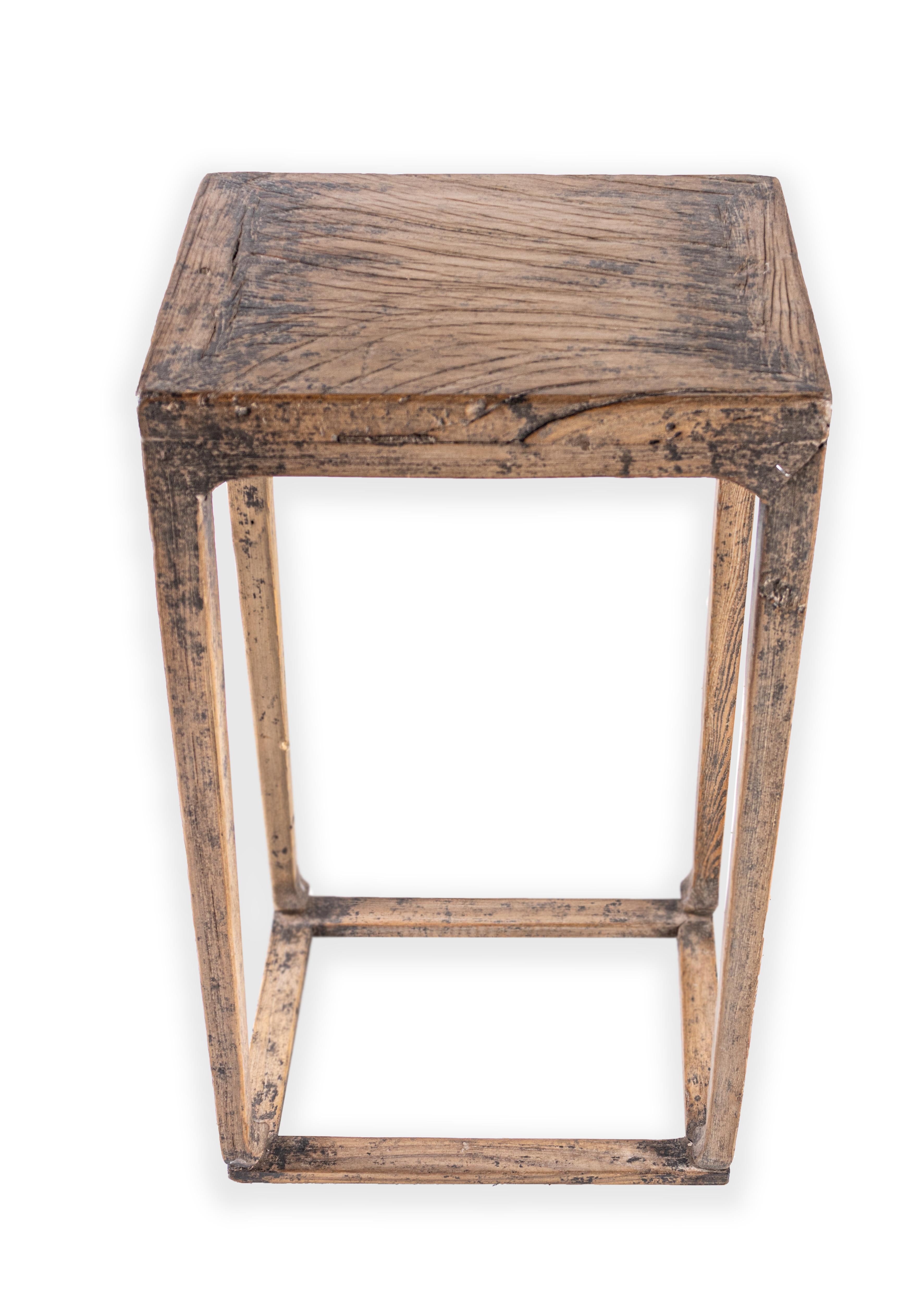 Rustic Tall Elm End Table For Sale