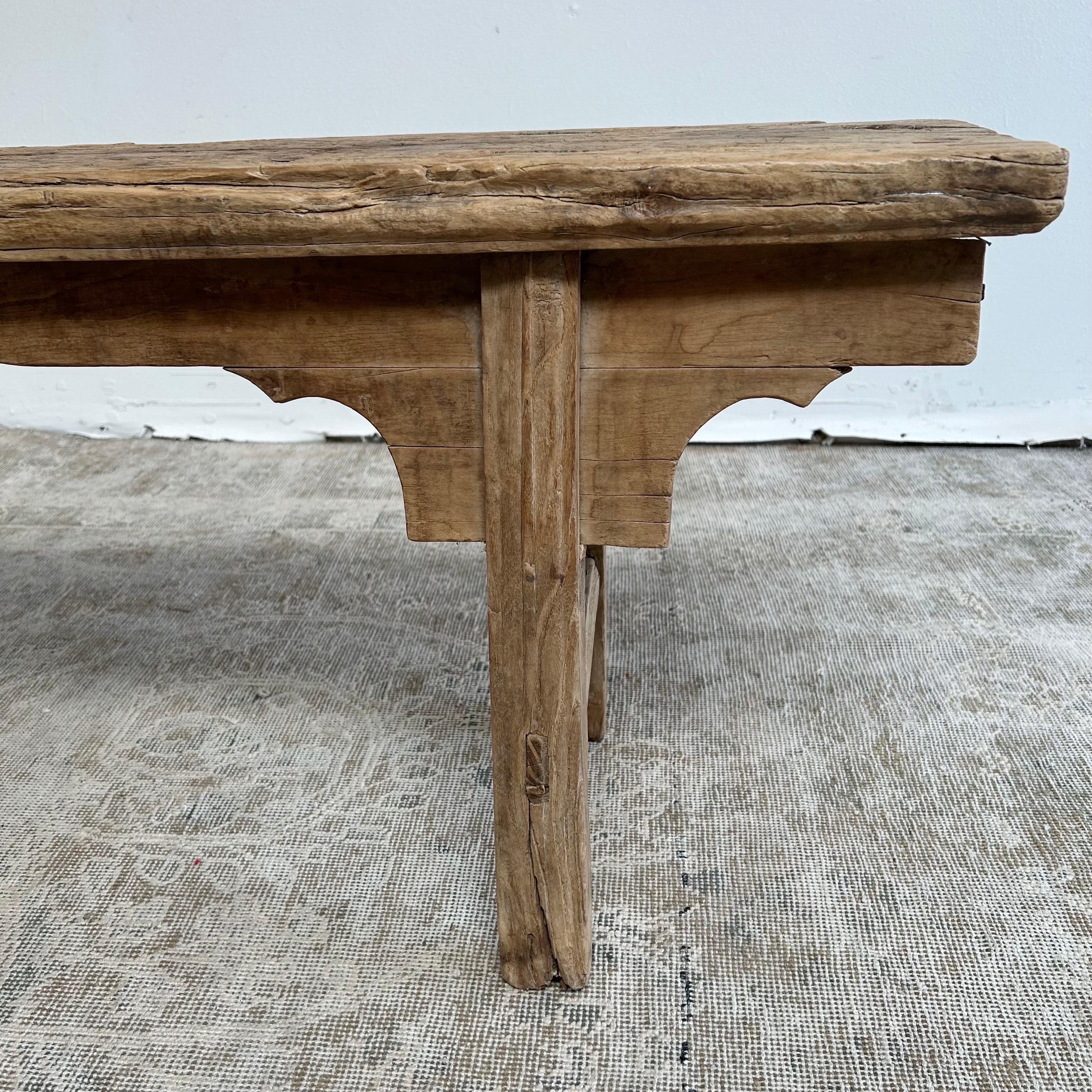 Vintage Elm Skinny Bench For Sale 7