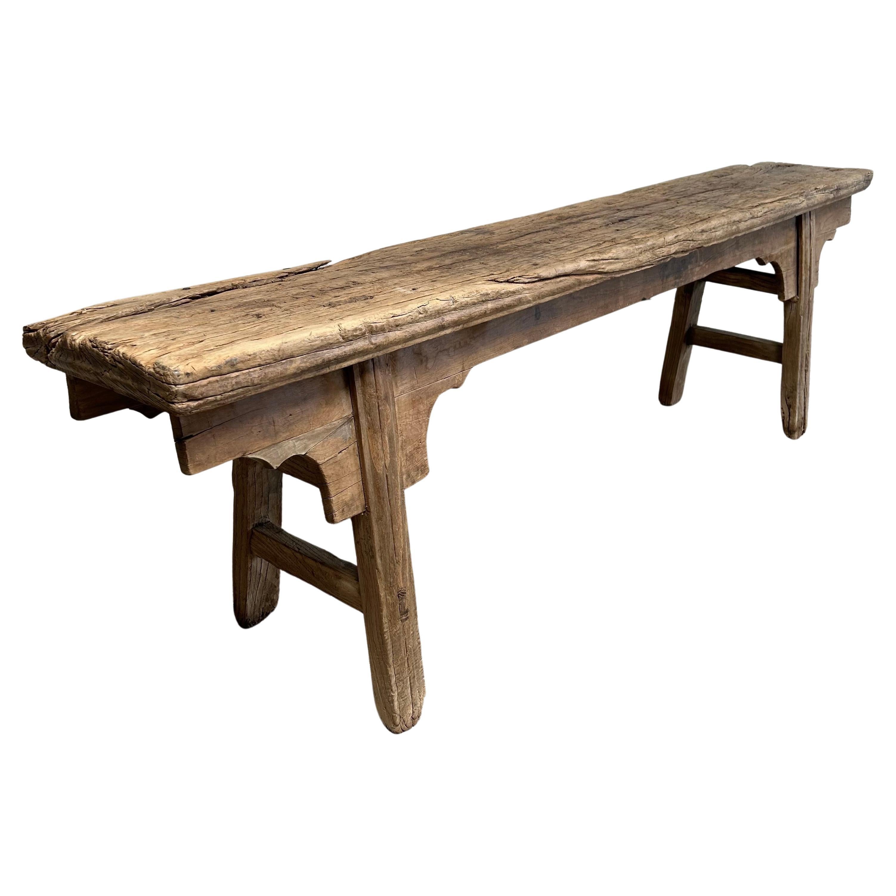 These are the real vintage antique elm wood benches! Beautiful antique patina, with weathering and age, these are solid and sturdy ready for daily use, use as a table behind a sofa, stool, coffee table, they are great for any space. Each piece is