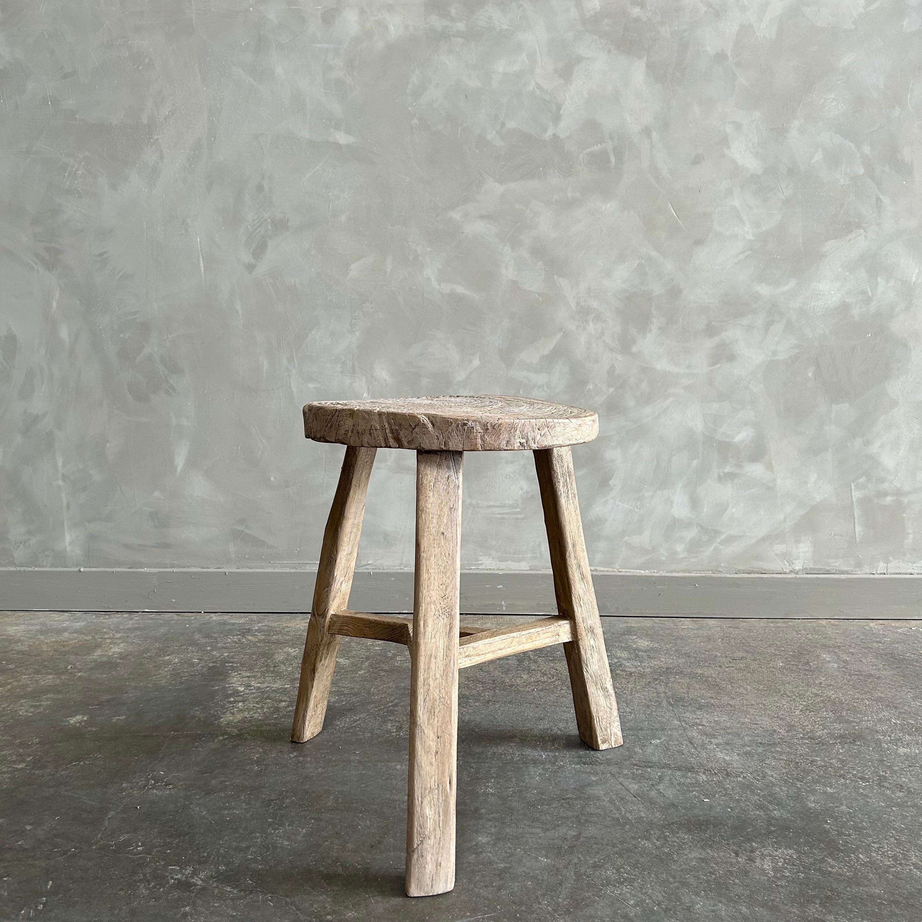 Elm vintage elm wheel stool For Sale