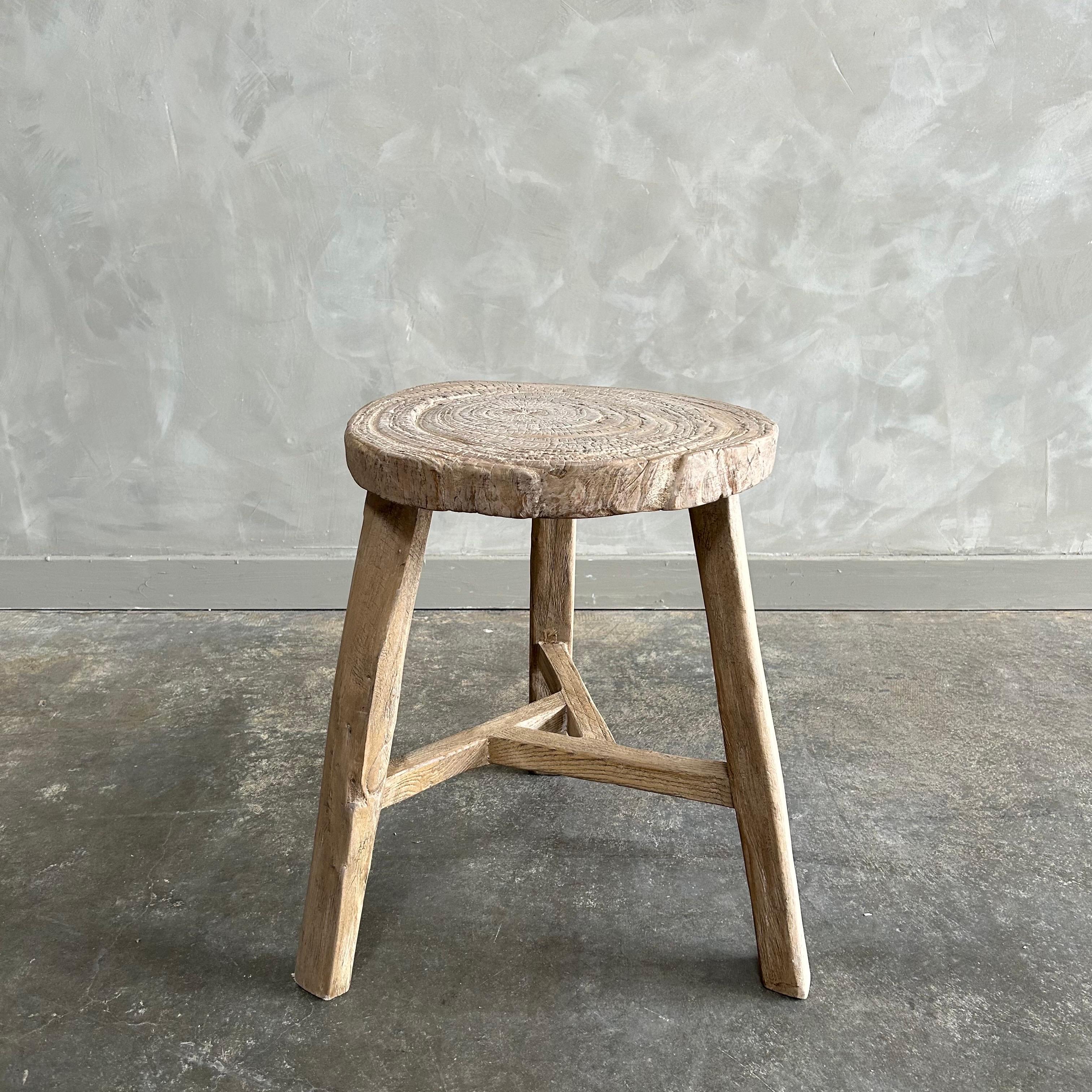 vintage elm wheel stool For Sale 2