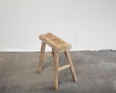 Antiker Ulmenholz-Hocker oder Beistelltisch