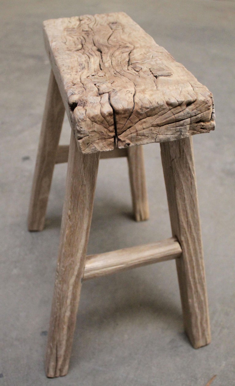 Vintage Elmwood Antique Stool or Side Table For Sale at 1stDibs