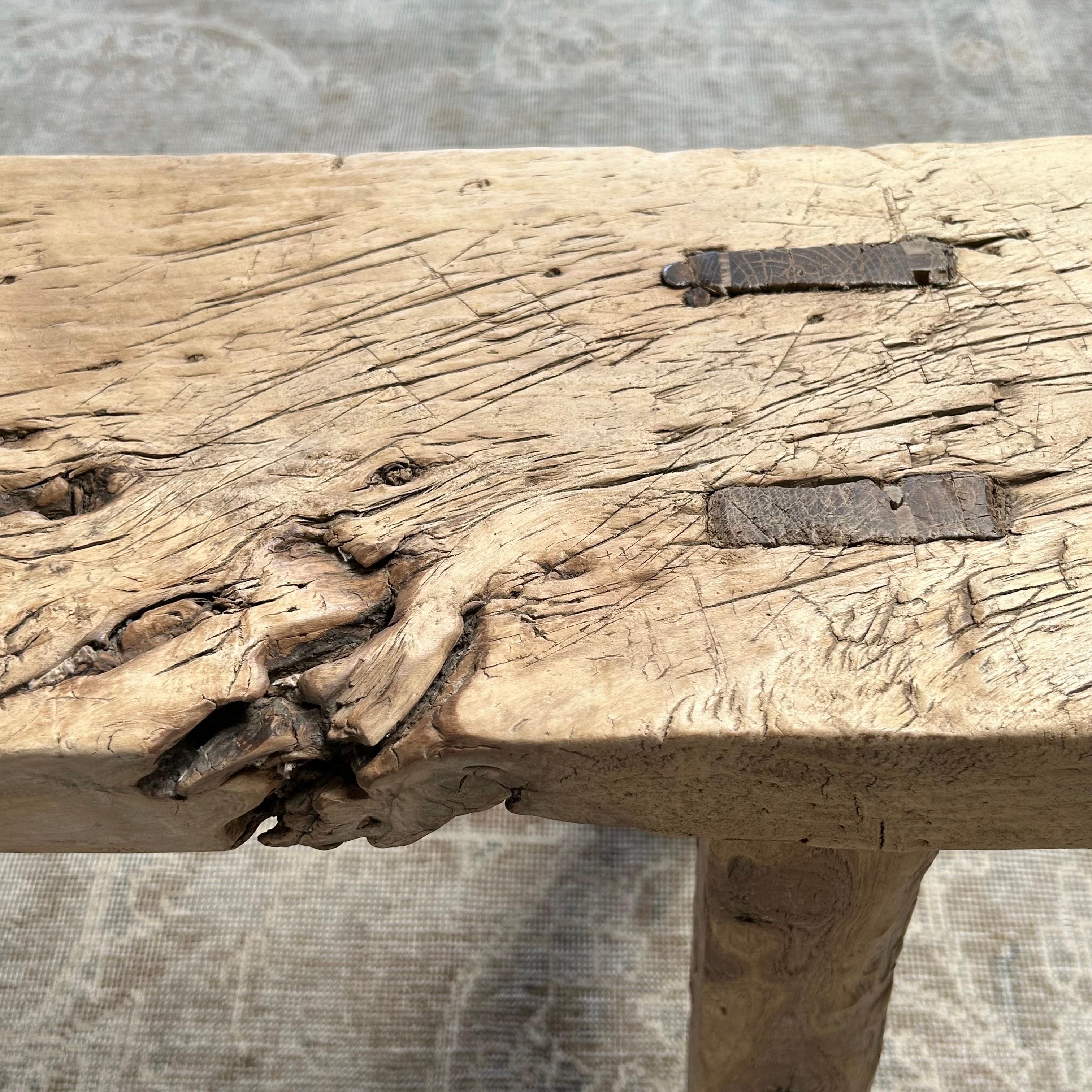 Vintage Elm Wood Bench 5