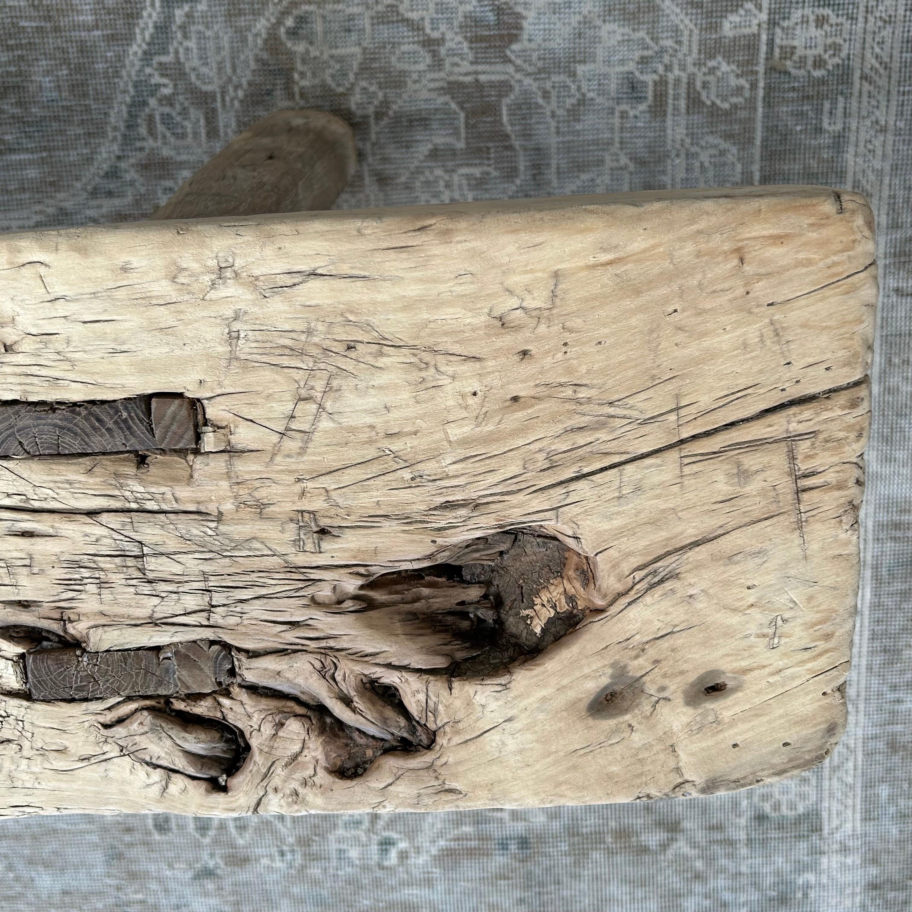 Vintage Elm Wood Bench 6