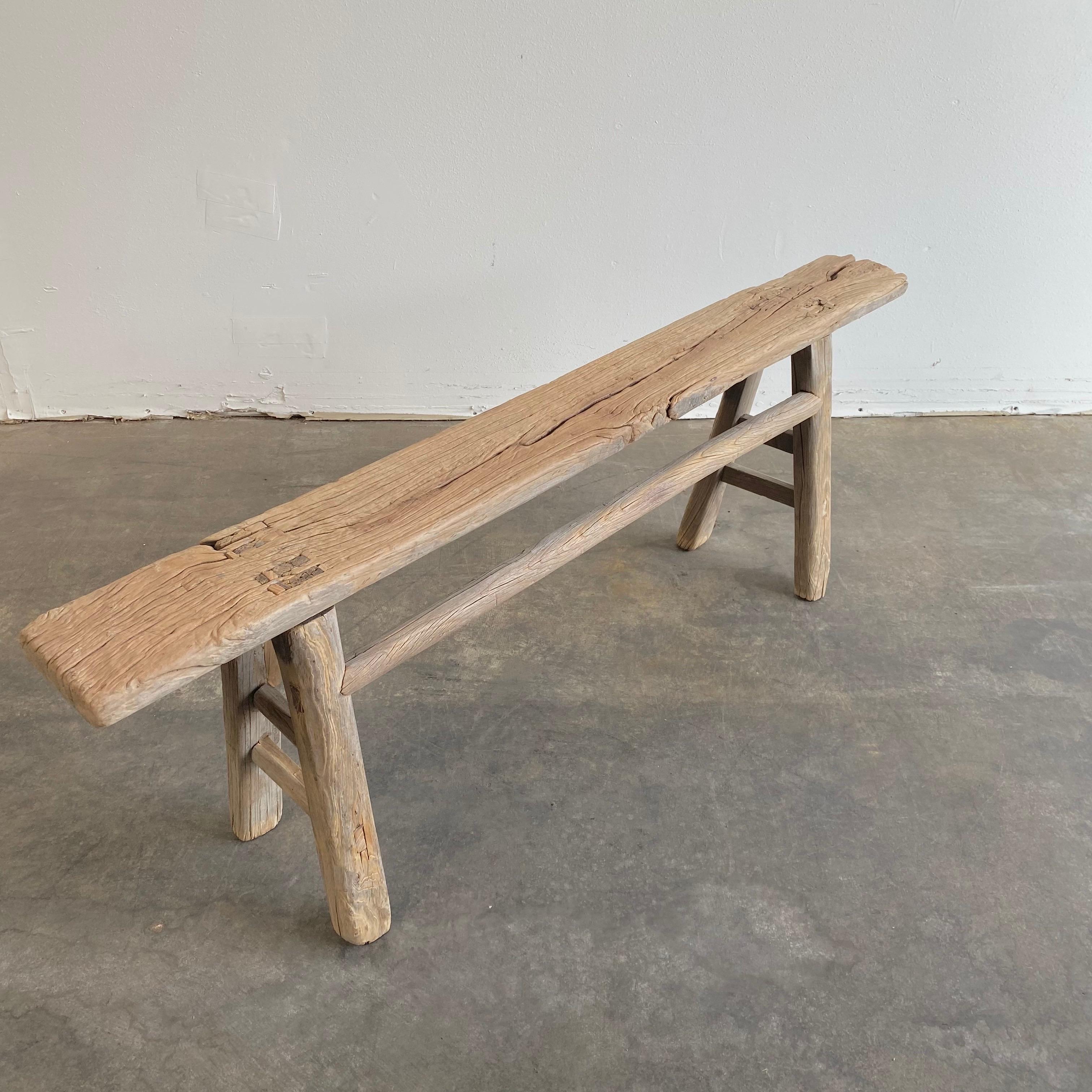 Vintage antique elm wood skinny bench
These are the real vintage antique elm wood skinny benches! Beautiful antique patina, with weathering and age, these are solid and sturdy ready for daily use, use as as a table behind a sofa, stool, coffee