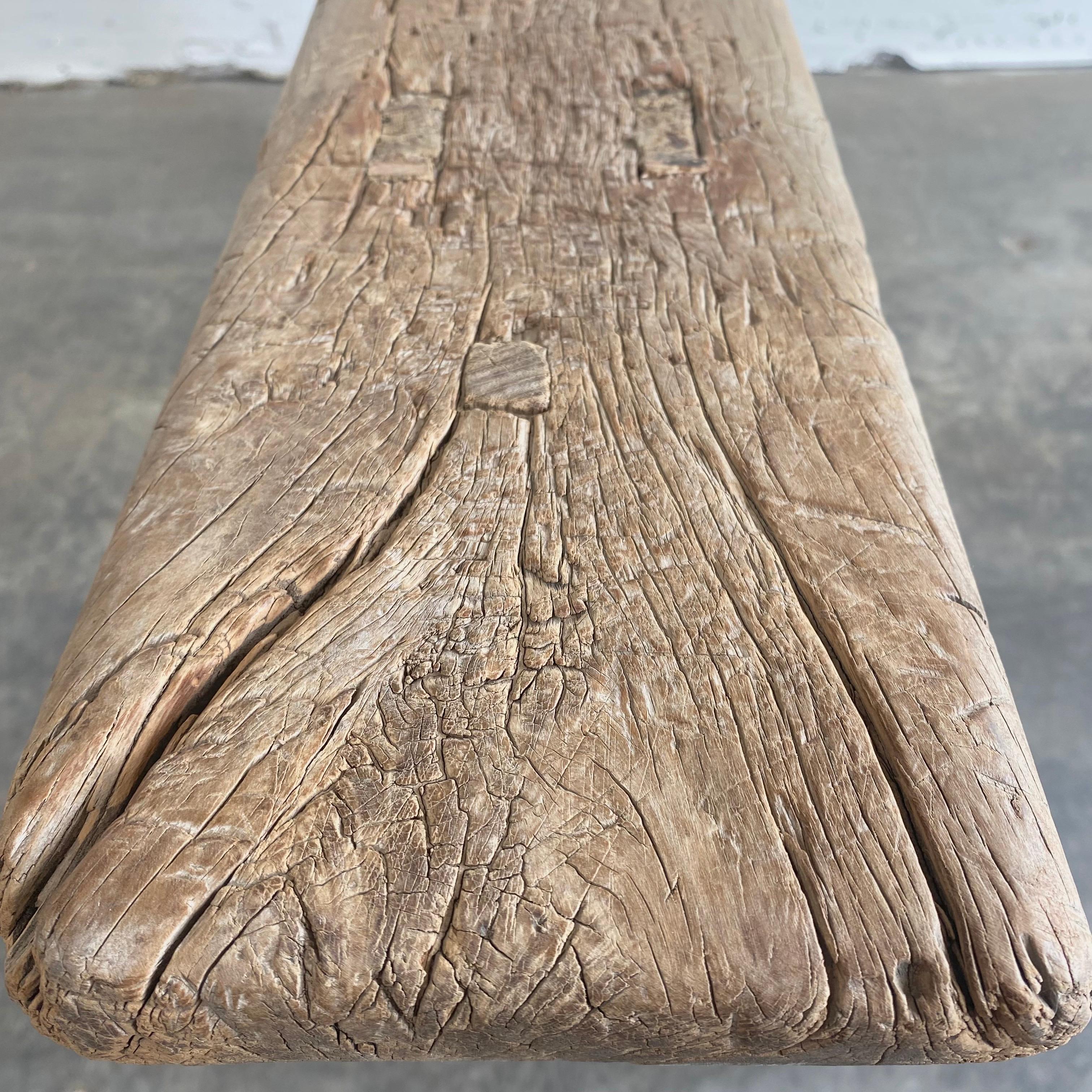 Vintage Elm Wood Bench 1