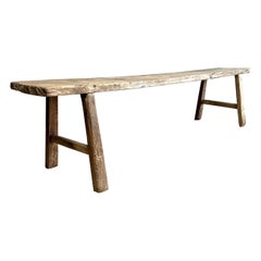 Vintage Elm Wood Bench