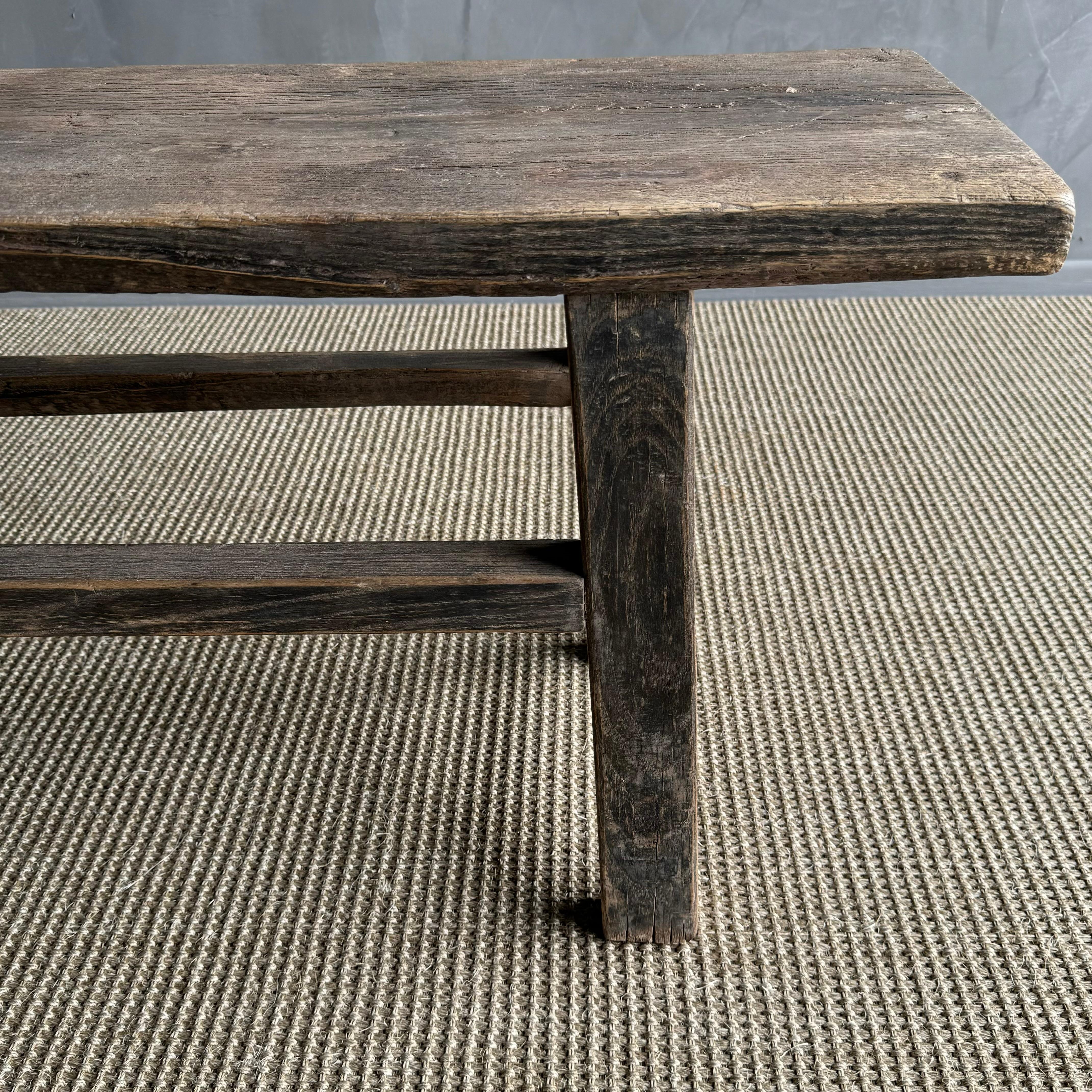 Vintage Ulme Holzbank oder Couchtisch im Zustand „Gut“ im Angebot in Old Town Orange, CA