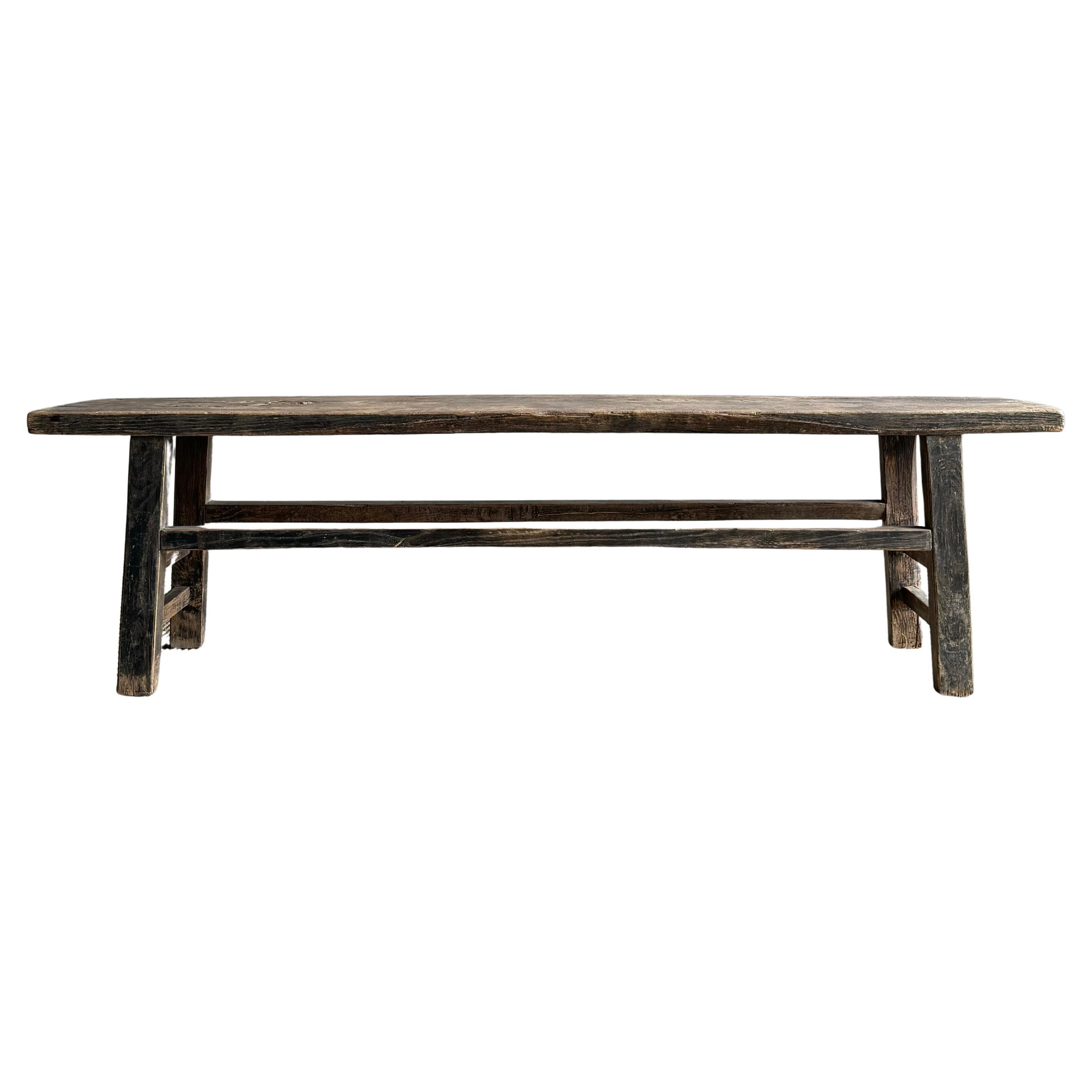 Vintage Elm Wood Bench or Coffee Table