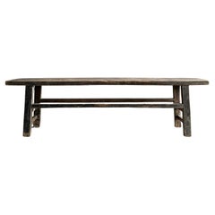 Banco o mesa baja de madera de olmo vintage