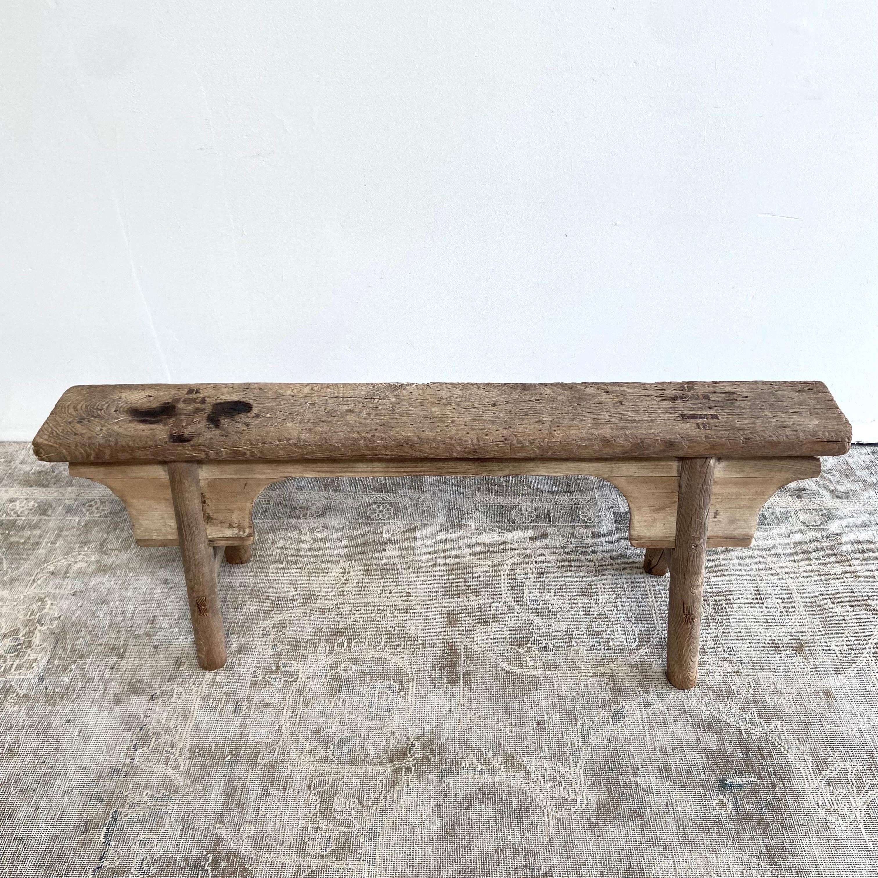 Vintage antique elm wood bench. These are the real vintage antique elm wood benches! Beautiful antique patina, with weathering and age, these are solid and sturdy ready for daily use, use as as a table behind a sofa, stool, coffee table, they are