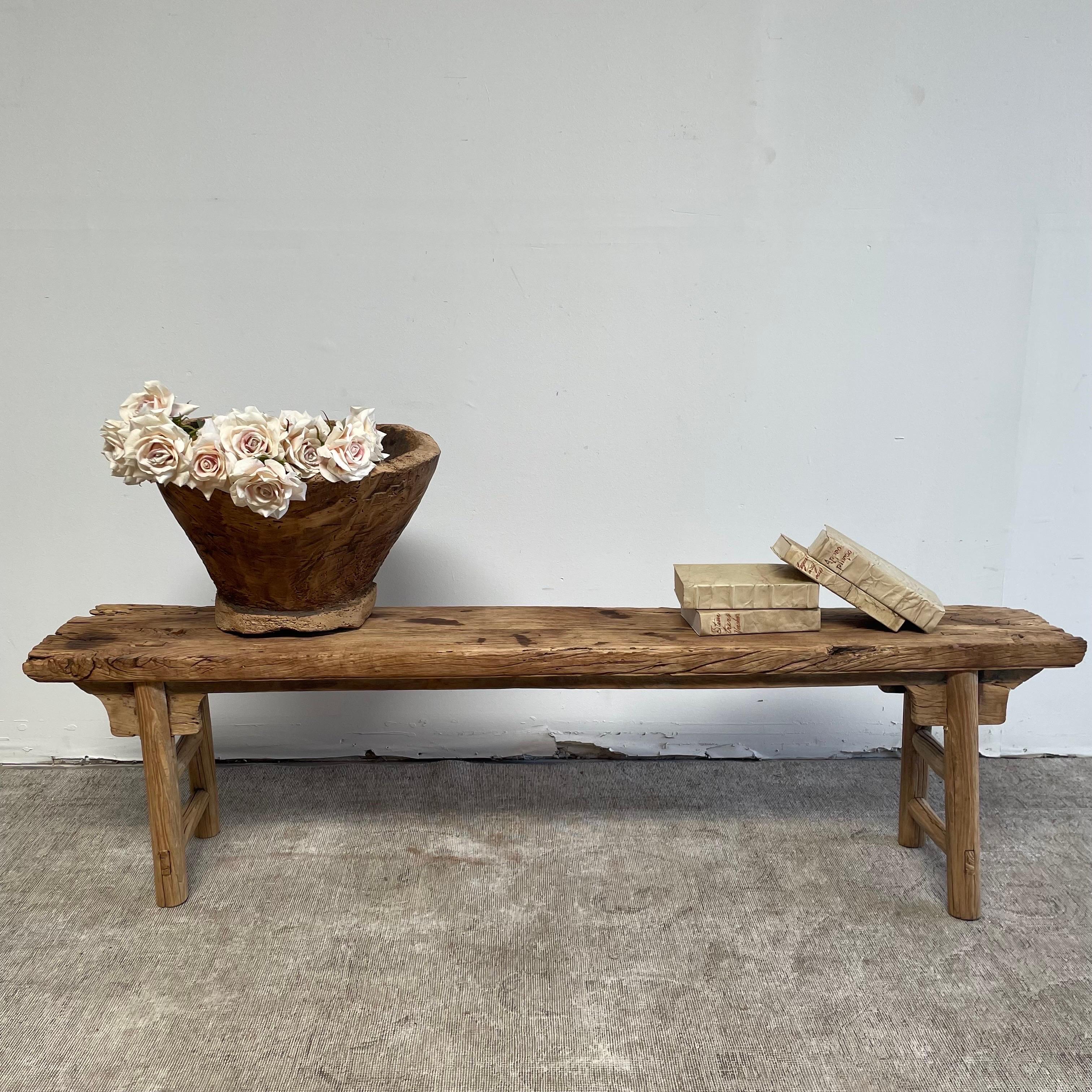 Vintage Antique Elm Wood bench These are the real vintage antique elm wood benches! Beautiful antique patina, with weathering and age, these are solid and sturdy ready for daily use, use as as a table behind a sofa, stool, coffee table, they are