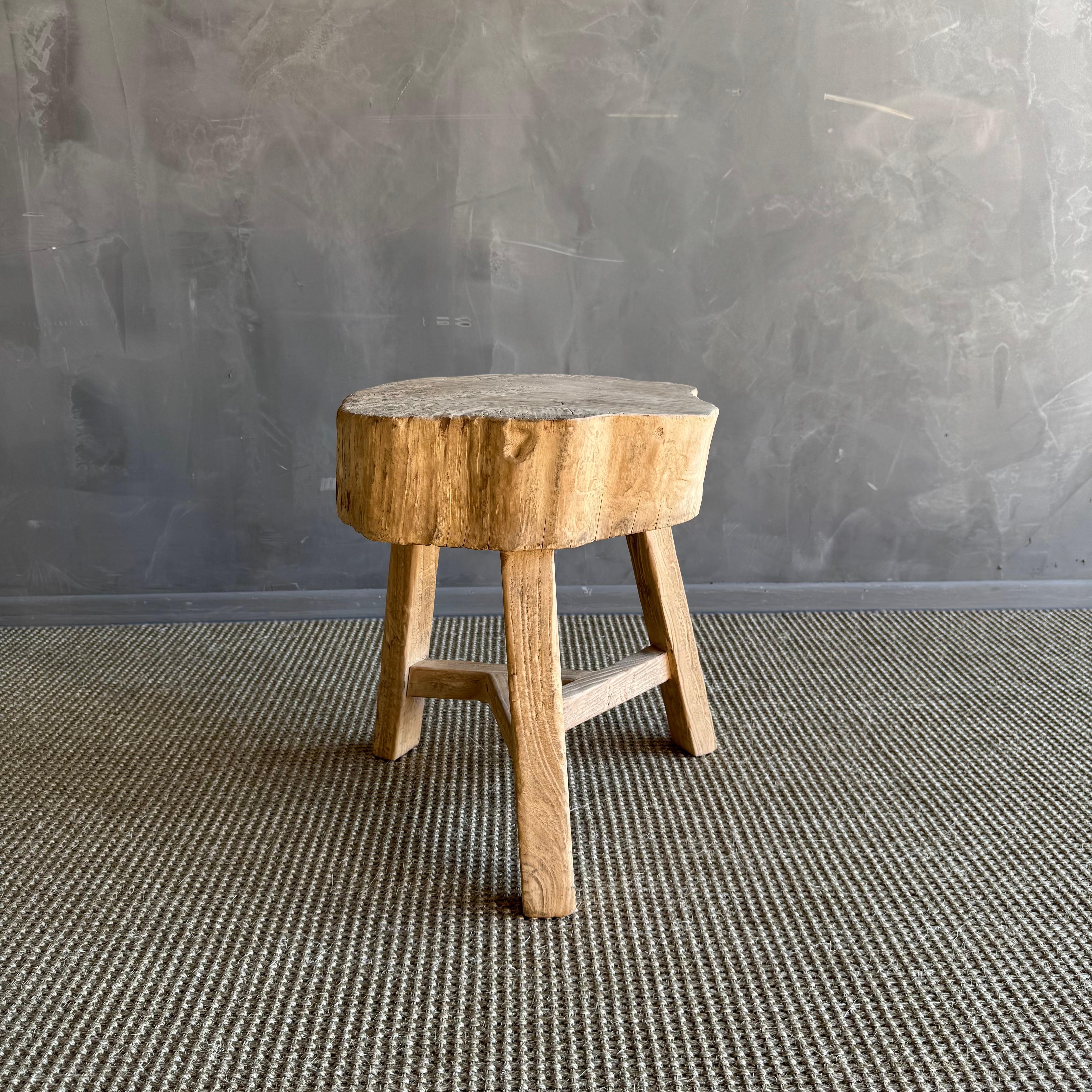 Organic Modern Vintage Elm Wood Chop Block Style Table