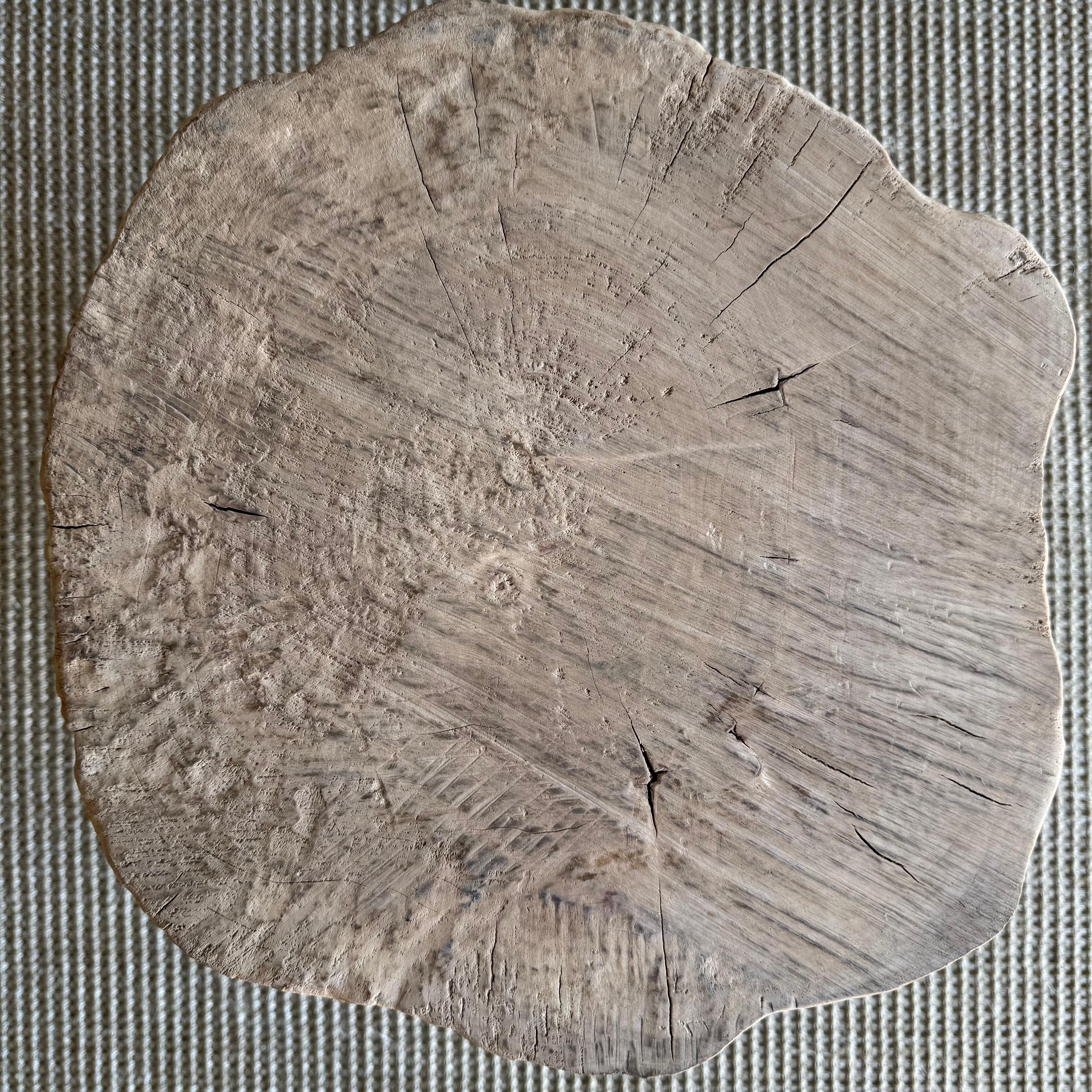 Vintage Elm Wood Chop Block Style Table In Good Condition In Old Town Orange, CA