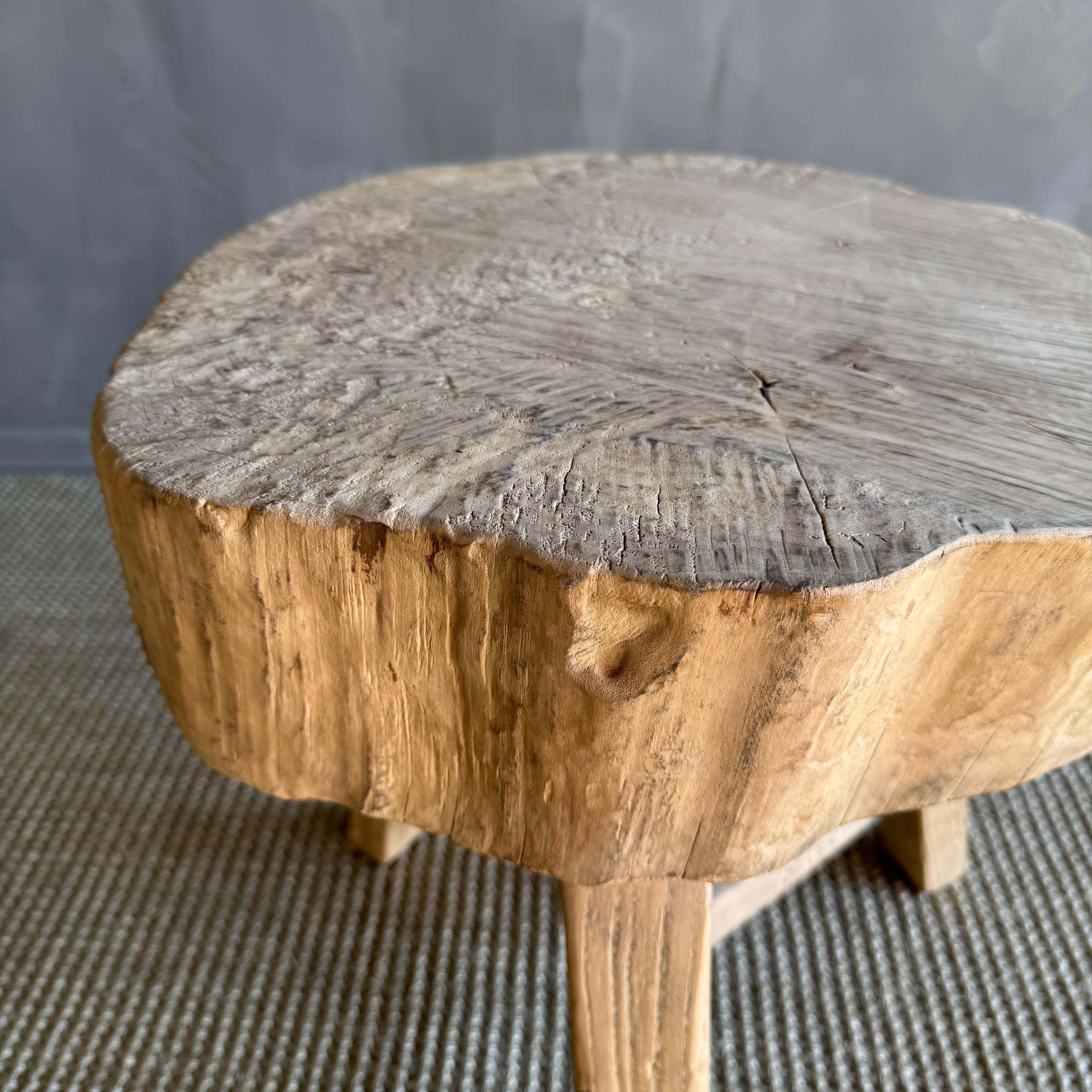 20th Century Vintage Elm Wood Chop Block Style Table