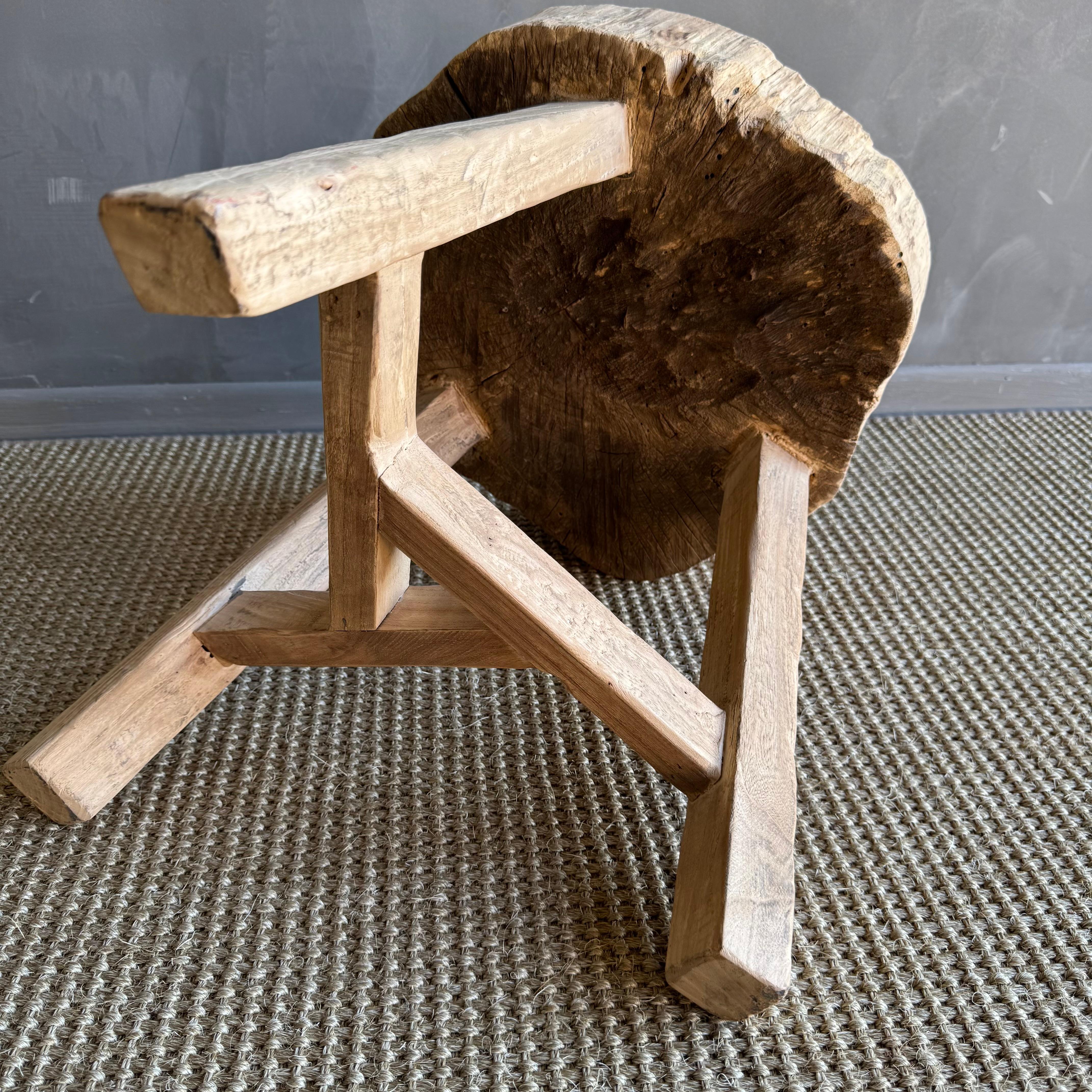 Vintage Elm Wood Chop Block Style Table 2