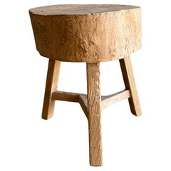 Vintage Elm Wood Chop Block Style Table