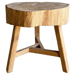 Vintage Elm Wood Chop Block Style Table