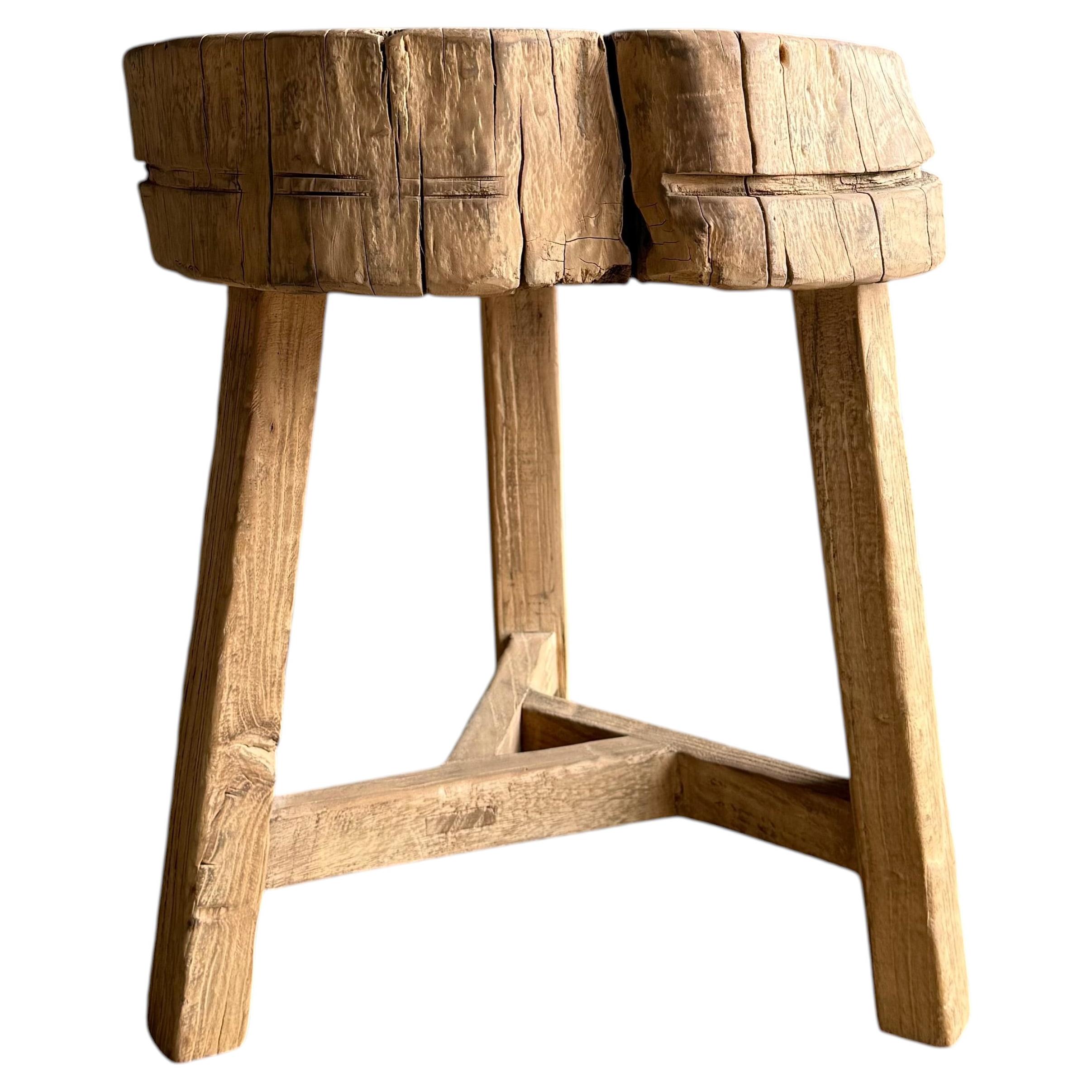 Table à découper en bois d'orme vintage #2D9