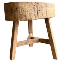 Tavolo Chop Block in legno di olmo vintage #9E7