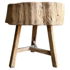 Vintage Elm Wood Chop Block Table
