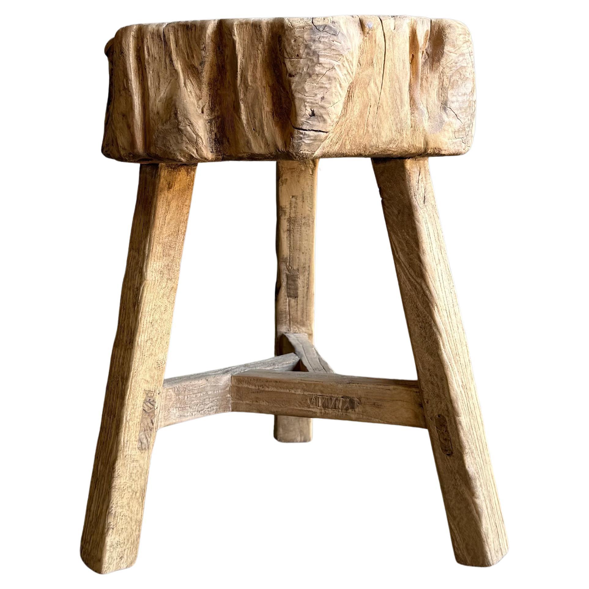 Table en bois d'orme vintage (Chop Block)