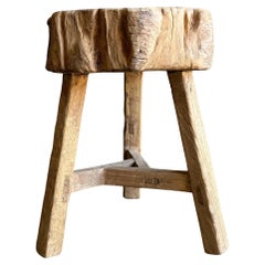 Vintage Elm Wood Chop Block Table