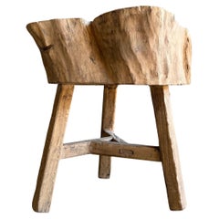 Vintage Elm Wood Chop Block Table