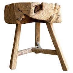 Vintage Elm Wood Chop Block Table