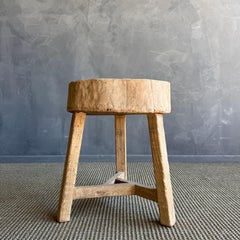 Vintage Elm Wood Chop Block Table #N32