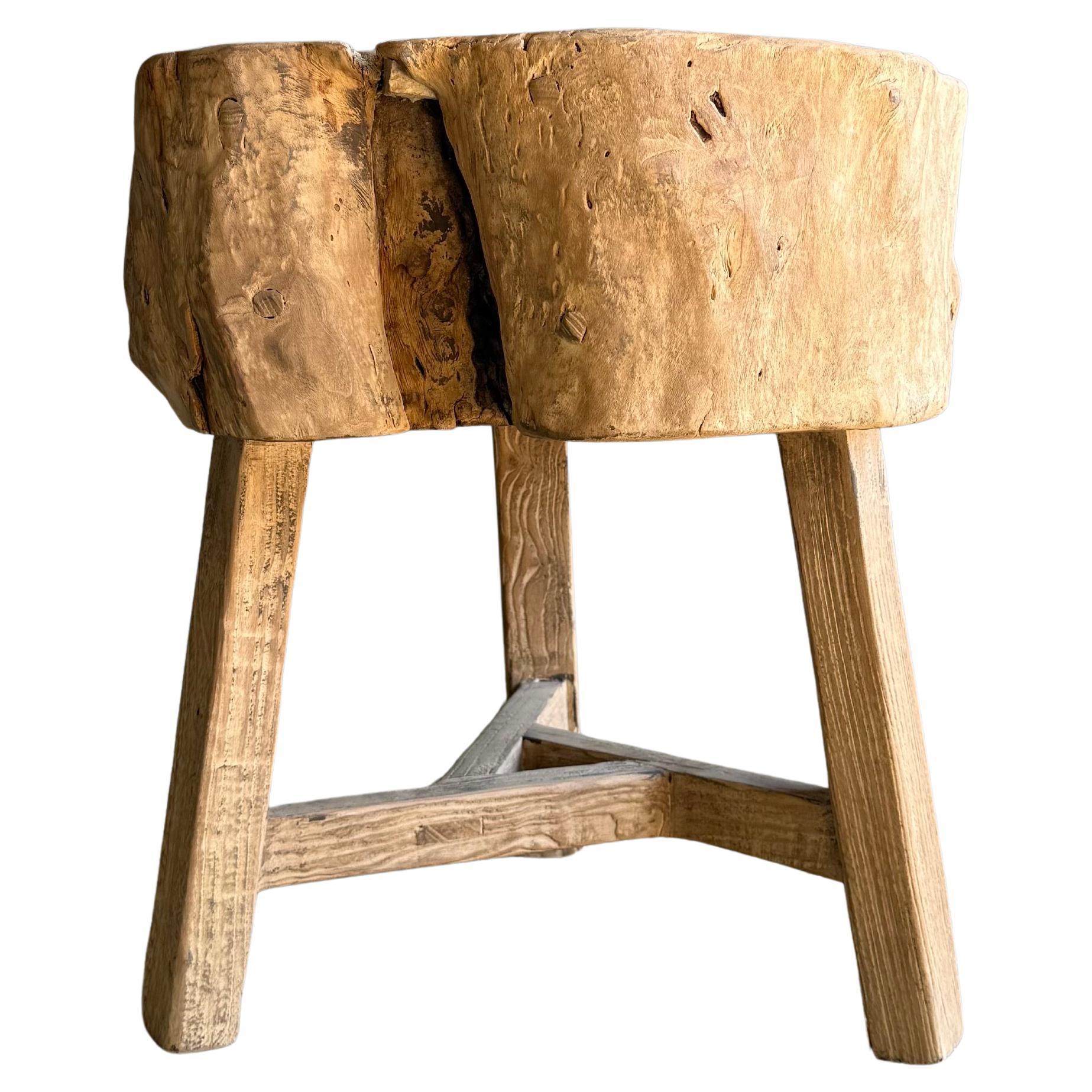 Vintage Ulme Holz Chop Block Tisch #O94