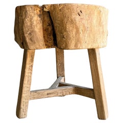 Vintage Elm Wood Chop Block Table #O94