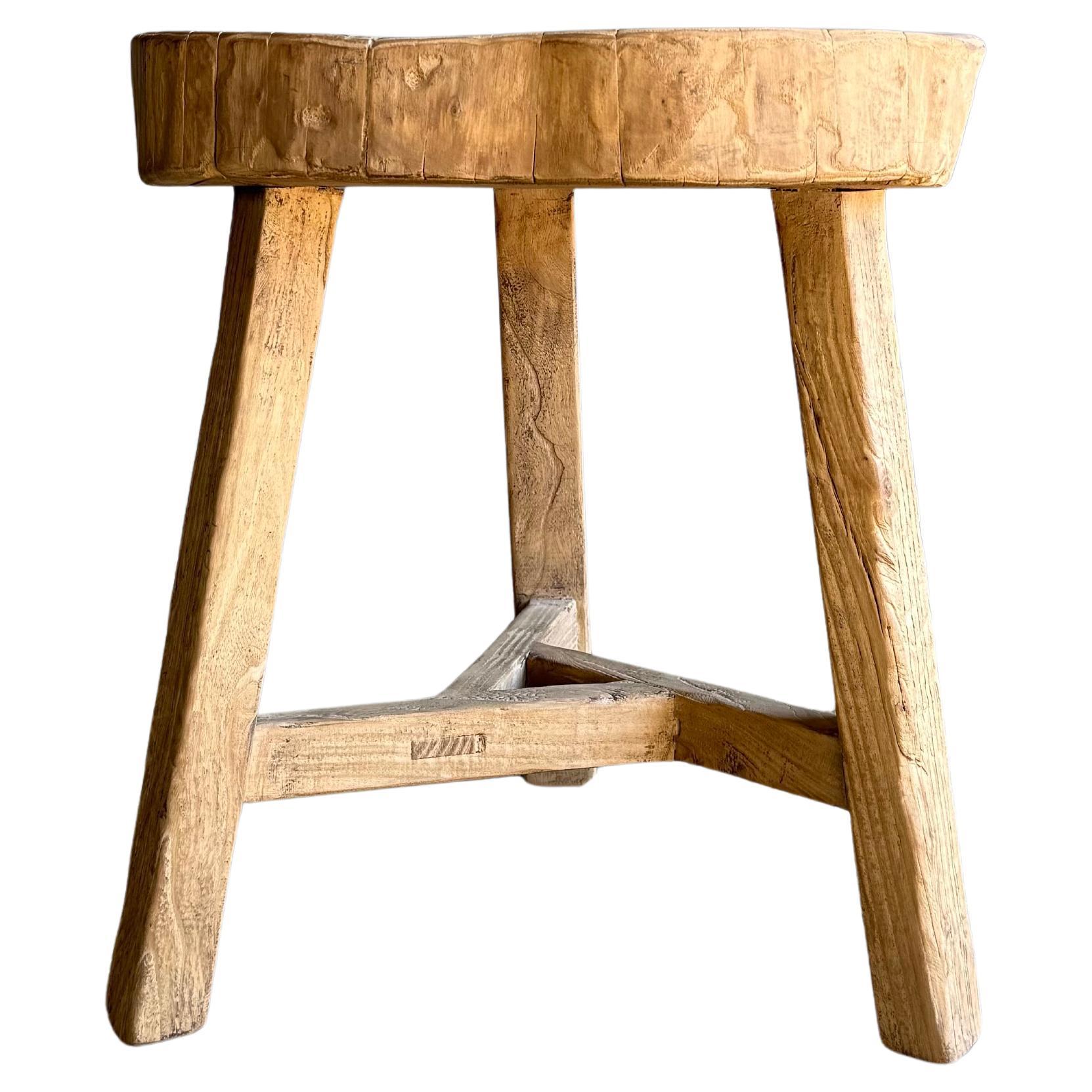 Tavolo Chop Block in legno di olmo vintage #P14 in vendita