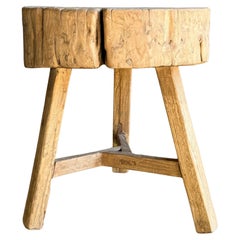 Vintage Elm Wood Chop Block Table #S89