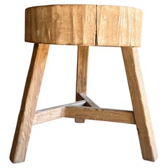 Vintage Elm Wood Chop Block Table #T27