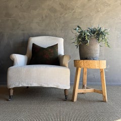 Vintage Elm Wood Chop Block Table #U34