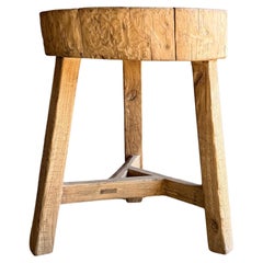 Vintage Elm Wood Chop Block Table #U34