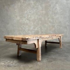 Vintage Elm Wood Coffee Table 18" Tall